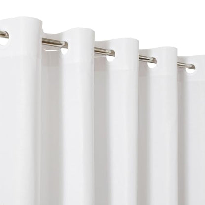 eachope No Hook Shower Curtain, Waterproof Slub Fabric, White 71x77 in | no separate liner, split grommets, waterproof backing, weighted hem, 160GSM slub fabric, machine washable, renter friendly - color: White, size: 71"WX77"L (pack of 1)