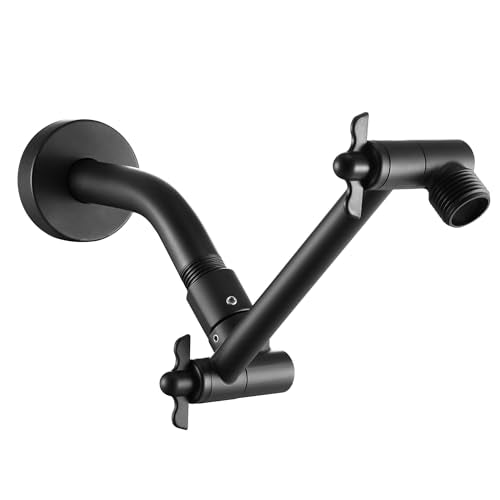 6 Inch Adjustable Shower Head Extension Arm, All-Metal Shower Arm Extender with Locking Set Screw for Rainfall, Fixed, Handheld Showerheads, G1/2 Universal Thread, Easy Installation, Matte Black - color: MTB, style: 6 Inch
