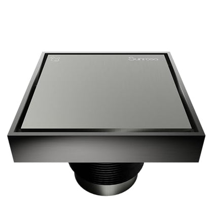 Sunrosa 6 Inch Square Shower Drain, Brushed Nickel, 304 Stainless Steel | Reversible Tile-insert Cover, For Bathroom Renovatio,PVD Coating, Press-to-lift Cover Design, One-piece Bent Design - color: Brushed Nickel, size: 6"×6"