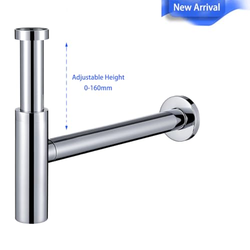Bathroom Basin Sink Bottle Trap Waste Pipe 1-1/4 inch Slip Inlet Drain Tube Kit,Extra Long Slip Joint Extension Tube Tailpiece for Sink Drain,Smooth Polished Chrome,SW-83088C. - color: T01-Chrome
