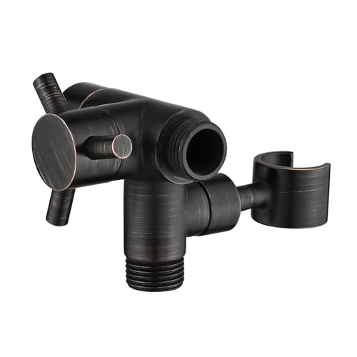 PDPBath Solid Brass 3 Way Shower Arm Diverter Valve with Handheld Holder for Dual Shower Heads with G1/2 Universal Connection - Oil Rubbed Bronze - color: Oil Rubbed Bronze-2