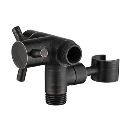 PDPBath Solid Brass 3 Way Shower Arm Diverter Valve with Handheld Holder for Dual Shower Heads with G1/2 Universal Connection - Oil Rubbed Bronze - color: Oil Rubbed Bronze-2