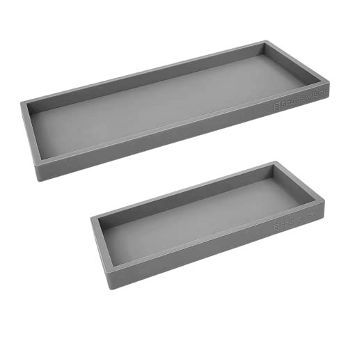 Spacewiser Countertop & Vanity Silicone Tray – 2 PC (11.7" & 7.7") Set | Bathroom Tray & Kitchen Soap Tray Set, Bathroom Counter Tray, Kitchen Sink Dish Soap Tray for Countertop Organization - color: Modern Gray, size: Set‐ 1 Small + 1 Large