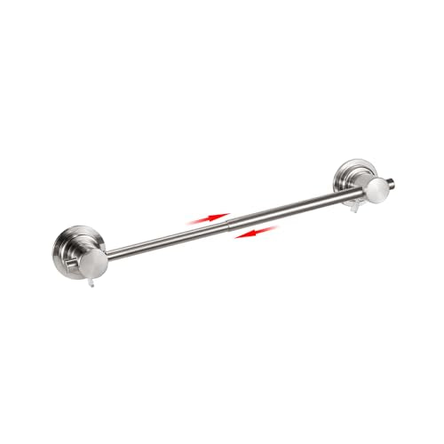 JiePai 17-28 Inch Extendable Suction Cup Towel Bar, Brushed Nickel | Adjustable,No Drill Removable Vacuum Towel Rail,Heavy Duty Wall Mount ,For Smooth Surfaces,for Bathroom & Kitchen - color: Brushed Nicke