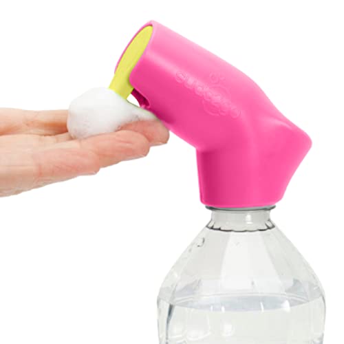 Refillable Caps, 2 Pack - Universal Fit Turns Most Disposable Water Bottles Into A Hand Washing Station - Includes Refillable Soap Reservoir - Conveniently Sized to Take on The Go - color: Pink