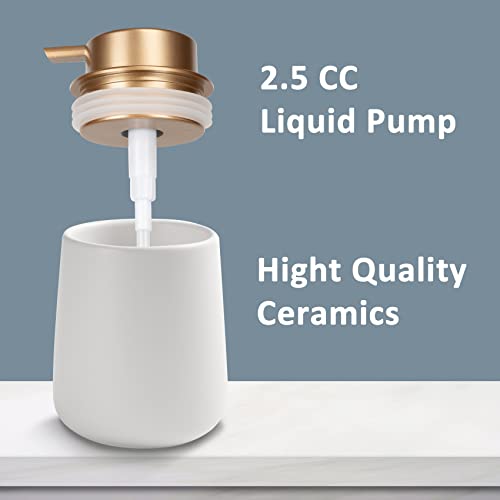 Soap Dispenser Ceramic with Easy-to-Press Pump Hand Lotion Liquid Dispenser for Shampoo Bathroom Kitchen 12 oz - color: Whitemattegold