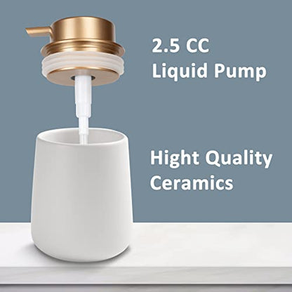 Soap Dispenser Ceramic with Easy-to-Press Pump Hand Lotion Liquid Dispenser for Shampoo Bathroom Kitchen 12 oz - color: Whitemattegold