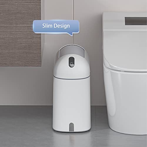 ELPHECO Bathroom Trash Can with lid, 2.5 Gallon, Motion Sensor, White Grey | Waterproof Garbage Can, Automatic Waste Basket, Butterfly Lid, Plastic Garbage Bin for Bedroom and Office - color: Grey