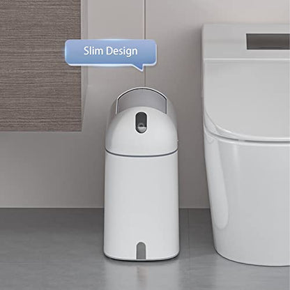 ELPHECO Bathroom Trash Can with lid, 2.5 Gallon, Motion Sensor, White Grey | Waterproof Garbage Can, Automatic Waste Basket, Butterfly Lid, Plastic Garbage Bin for Bedroom and Office - color: Grey