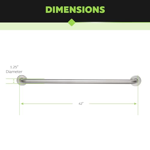 Homewerks 068 HW11442SS 42 inch Bathroom Grab Bar with 1-1/4 Inch Diameter and Concealed Screws ADA Compliant, Stainless Steel - color: 1.25 Inch Diameter, size: 42 Inch