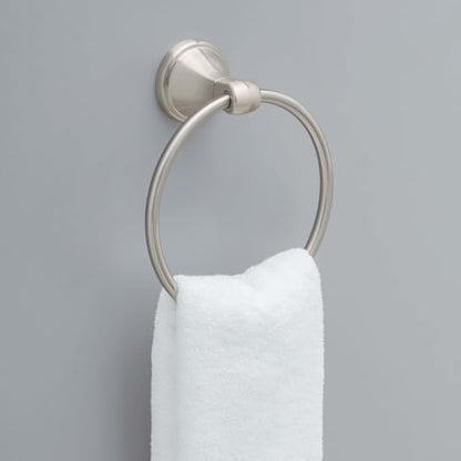 Delta Faucet Becker (1-Pack) Hand Towel Holder, SpotShield Brushed Nickel, Ring for Bathroom or Kitchen Sink, Wall Mounted BCK46-DN - color: Spotshield Brushed Nickel