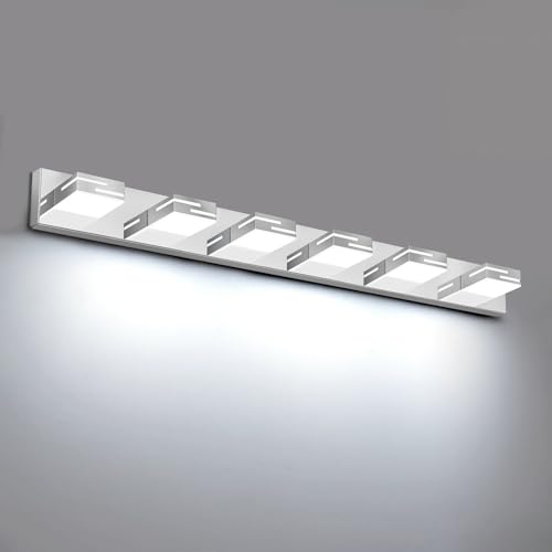 LED Modern Bathroom Vanity Light Fixtures, Dimmable Chrome Vanity Lights for Bathroom Lighting Fixtures Over Mirror, with 360° Rotatable Heads 6-Light 42-inch (Cool White 6000K) - color: Chrome, size: 6-light, 42-inch