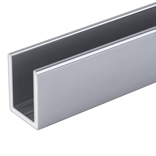 Brixwell SDCD38BA-CCP4 Brite Anodized 3/8" Fixed Panel Shower Door Deep U-Channel 4 inch Sample - color: Brite Anodized, size: 4 Inch - Sample