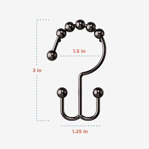 Zenna Home Metal Double Glide Shower Rings, Oil Rubbed Bronze – Set of 12 Heavy Duty, Rust-Resistant Shower Rings with Smooth Glide for Shower Curtains and Liners - color: Oil Rubbed Bronze