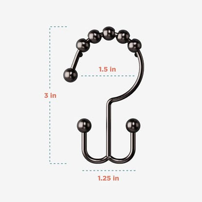 Zenna Home Metal Double Glide Shower Rings, Oil Rubbed Bronze – Set of 12 Heavy Duty, Rust-Resistant Shower Rings with Smooth Glide for Shower Curtains and Liners - color: Oil Rubbed Bronze