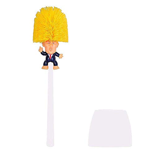 Toilet Bowl Brush with Holder Funny Cleaner | Trump theme, funny gag gift Doll for bathroom decor, deep Cleaner Scrubber-White - color: White Handle+white Base
