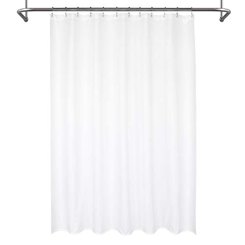 Waterproof Fabric Shower Curtain Liner, 72 x 72 inch, White | Suction Cups Included, Machine Washable Cloth Shower Curtain for Bathroom, 72x72