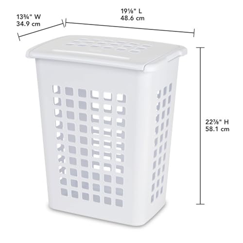Sterilite Rectangular LiftTop Laundry Hamper with Lid, Handles to Easily Carry Clothes Between the Laundry Room and Bedroom, Plastic, White, 12-Pack - size: 12 Pack