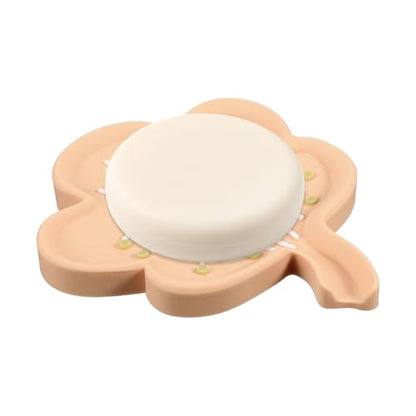 uxcell Silicone Soap Dish with Drain Spout, Portable Self Draining Flower Shape Soap Saver Holder for Bathroom Kitchen Sink, Pink - color: Pink