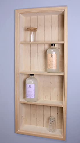 14x36 Fox Hollow Furnishings Sloane Recessed Wall Niche Medicine Cabinet Replacement, In the Wall Bathroom Cabinet Insert Shelf/Shelves, Made in North America, REAL WOOD, NO MDF, Beadboard, Unfinished - color: Unfinished, size: 14x36