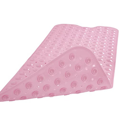 Bathtub and Shower Mats, Extra Long Non-Slip Bath Tub Mat 39 x 16 Inch, Machine Washable Bathmat with Suction Cups & Drain Holes for Bathroom Floor, Pink - color: Pink