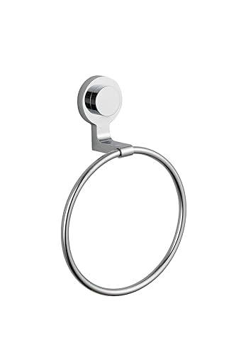 Suction Cup Hand Towel Holder for Bathroom, Silver | Stainless Steel, Wall Mounted, No Drilling, Removable Hand Towel Ring for Bathroom, Kitchen
