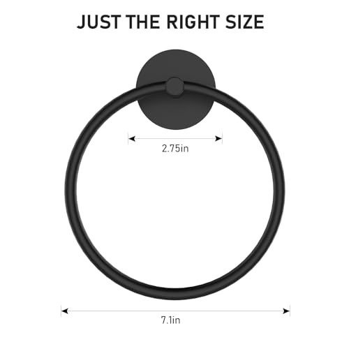 SetSail Towel Holder, Adhesive Hand Towel Holder for Bathroom Wall Stainless Steel Towel Ring Matte Black Towel Hanger Heavy Duty Towel Racks for Bathroom, Kitchen