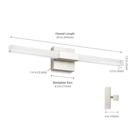 SOLFART Bathroom Lights Over Mirror, 24 Inch Brushed Nickel LED Vanity Light, 5CCT Dimmable, Built-in Dimmer, 4-Way Adjustable, ETL IP44 - color: Brushed Nickel-5CCT, 5-Step Brightness Control, size: 24 inch