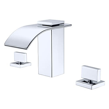 sumerain Waterfall 8 Inch Widespread Bathroom Sink Faucet 3 Hole Chrome Finish - color: Chrome