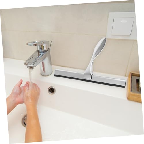 CALLARON Shower Squeegee with Hook Holder Stainless Steel Wiper for Bathroom and Glass Doors Streak-Free Scraper for Mirrors Tiles and Windows
