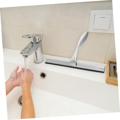 CALLARON Shower Squeegee with Hook Holder Stainless Steel Wiper for Bathroom and Glass Doors Streak-Free Scraper for Mirrors Tiles and Windows