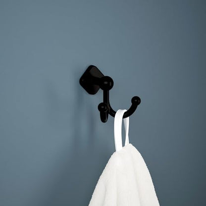 Franklin Brass Gainesville (1-Pack) Towel Hooks Matte Black Double Bathroom J Hooks Wall Mounted for Robes & Towels Hand Towel Hook Holder Kitchen, Bathroom Accessories GNV35-MB - color: Matte Black