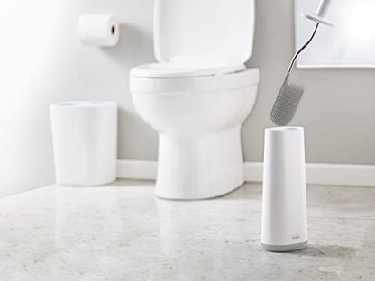 Joseph Joseph Flex Hygienic Silicone Toilet Brush with Slim Holder Set, Flexible Anti-drip, Anti-Clog Deep Clean Head - Gray/White - color: Gray/White, size: 4 EA