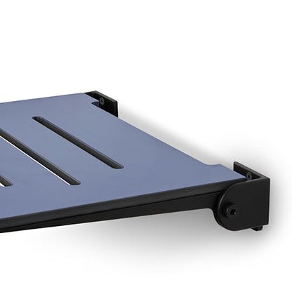 18 inch Silhouette Slimline Folding Wall Mount Shower Bench Seat, Navy Seat with Matte Black Frame - color: Navy Seat With Matte Black Frame
