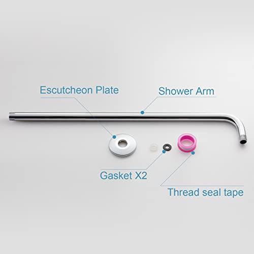 OFFO Shower Arm with Flange, 24 in Wall Mount Replacement Angle Shower Head Arm Wall-Mounted For Fixed Shower Head & Handheld Showerhead, Chrome - color: Chrome, style: 24 in