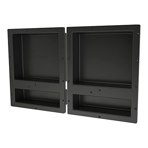 Tile Redi USA RNQH1620D-20D Niche Quadruple Recessed Shower Shelf, Four Shelves, 20" H X 32" W, Black - size: 20" H X 32" W, style: 4 Shelves