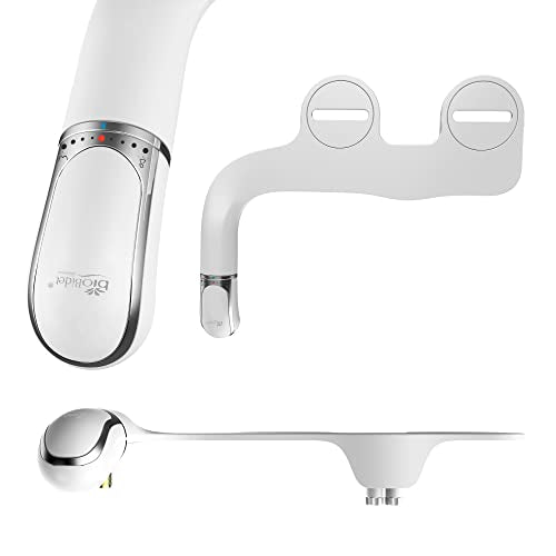 Bio Bidet SlimTwist Bidet Attachment for Toilet, Non Electric, Retractable Dual Nozzles, Adjustable Water Pressure, Splash Guard, Easy Install, White - style: Comfort Twist