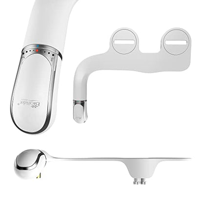 Bio Bidet SlimTwist Bidet Attachment for Toilet, Non Electric, Retractable Dual Nozzles, Adjustable Water Pressure, Splash Guard, Easy Install, White - style: Comfort Twist