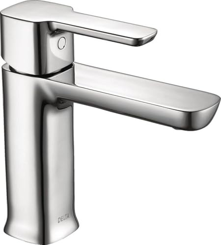 Delta Modern Chrome Bathroom Faucet 1 Hole, Single Hole Bathroom Sink Faucet for Vanity, Push-Pop Drain Assembly, Chrome 581LF-GPM-PP - color: Chrome