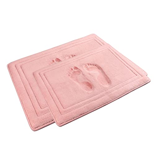 Light Pink Bathroom Rug Set 2 Piece Memory Foam Microfiber Bath Mat | Non Slip Washable Floor Mats Soft Absorbent Plush Microfiber Shower Tub Bathrug Blush - color: Pink, size: 17 in x 24 in and 20 in x 32 in