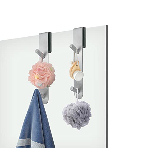 Shower Door Hook, Extended Length Frameless Shower Door Hook (7 Inches), Heavy-Duty Bathrobe Towel Stainless Steel Hook, No Drilling or Adhesive Required, 2-Pack, Silver - color: Silver-SXXG