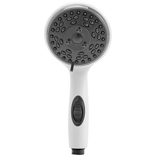 Dura Faucet DF-SA432-WT RV Handheld Shower Wand (White) | RV handheld shower wand with water-saving control. Fits standard RV shower hoses. White finish. - color: White, size: Shower Wand