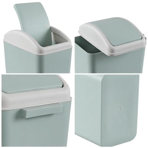 4.5 Gallon Plastic Trash Can with Lid, Swing Top Garbage Bin, Blue | Small Slim Swing Lid Trash Bin - color: Blue