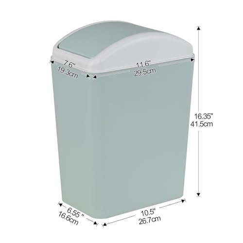 4.2 Gallon Compact Plastic Bathroom Trash Can (Green) | Swing Kitchen Garbage Bin, Space-Saving Design for Home, Bedroom, Office - color: Green