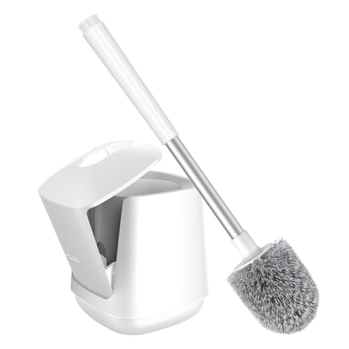 SetSail Toilet Brush 2 Pack, Self Closing Lid Toilet Bowl Brushes Holder and Extra Long Handle Ventilated Toilet Brush Set for Bathroom Cleaning, Nylon Bristles, Pure White - color: Pure White, size: 2 packs