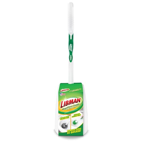 Libman Megaforce Toilet Plunger and Brush Combo – Heavy-Duty Caddy with Hidden Plunger & Ventilated Brush Storage – All-in-One Bathroom Cleaning Set – Compact & Hygienic Design
