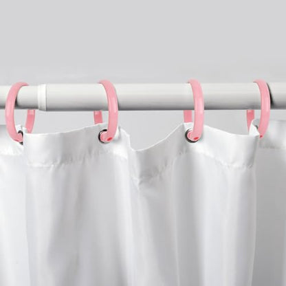 Pink Shower Curtain Hooks - 12 Pcs Circular Plastic Shower Curtain Rings for Bathroom - O Shaped Light Pink Shower Hooks Rings for Shower Curtain Rod - color: Pink