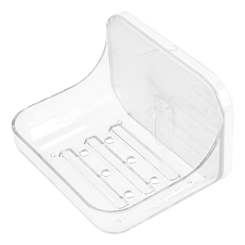 Self Adhesive Soap Dish Wall Mounted, Plastic Soap Saver, Sponge Soap Holder for Shower Wall, Bathroom, Kitchen ((Clear B)) - size: 2