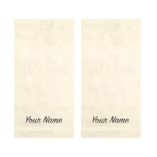 Personalized, Luxury Turkish Cotton Towels Easy Care, Extra Soft & Absorbent, Hotel & Spa Quality, Kitchen & Bathroom Turkish Towels by La Hammam (Cream, Hand Towels - Set of 2) - color: Cream, size: Hand Towels - Set of 2