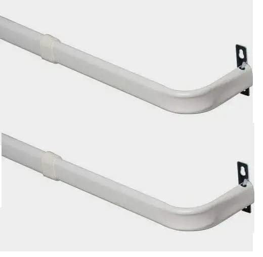Yafa Home Fashion Heavy Duty Single Standard Adjustable Curtain Rod Hardware Included(White, 66"-128"[2PCS]) - color: White, size: 66" - 128" [2 PCS]